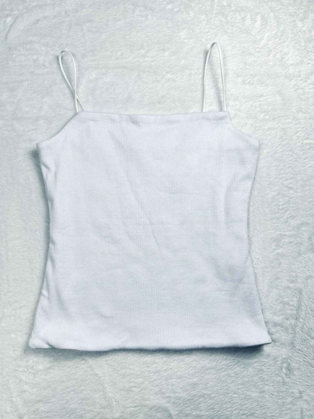 Madewell White Ribbed Square Neck Tank Top Small Spaghetti Strap Fitted NWT - Picture 8 of 8